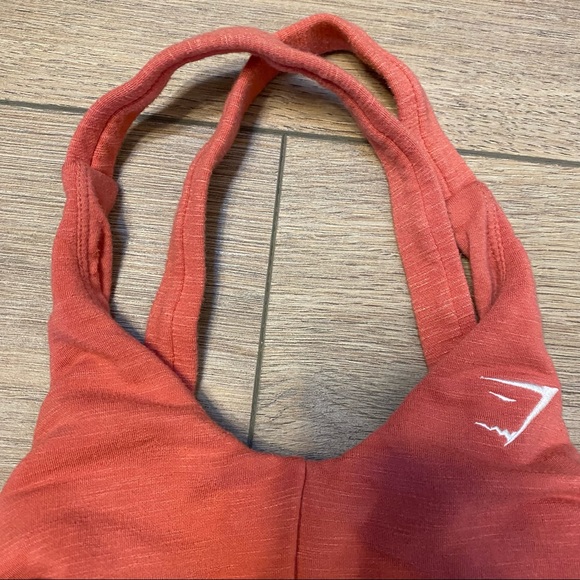 GYMSHARK Moroccan red Jersey ruched shorts bra - Picture 3 of 11